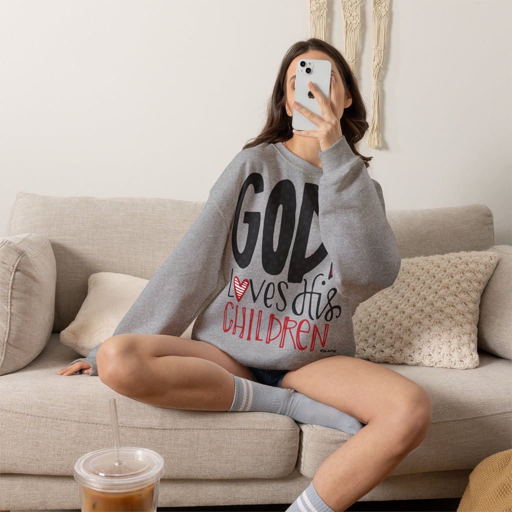 Gott liebt Seine Kinder Sweatshirt – Faith-Crewneck für Kinder und Familie Ansicht 5 – Sweatshirt – ESTID