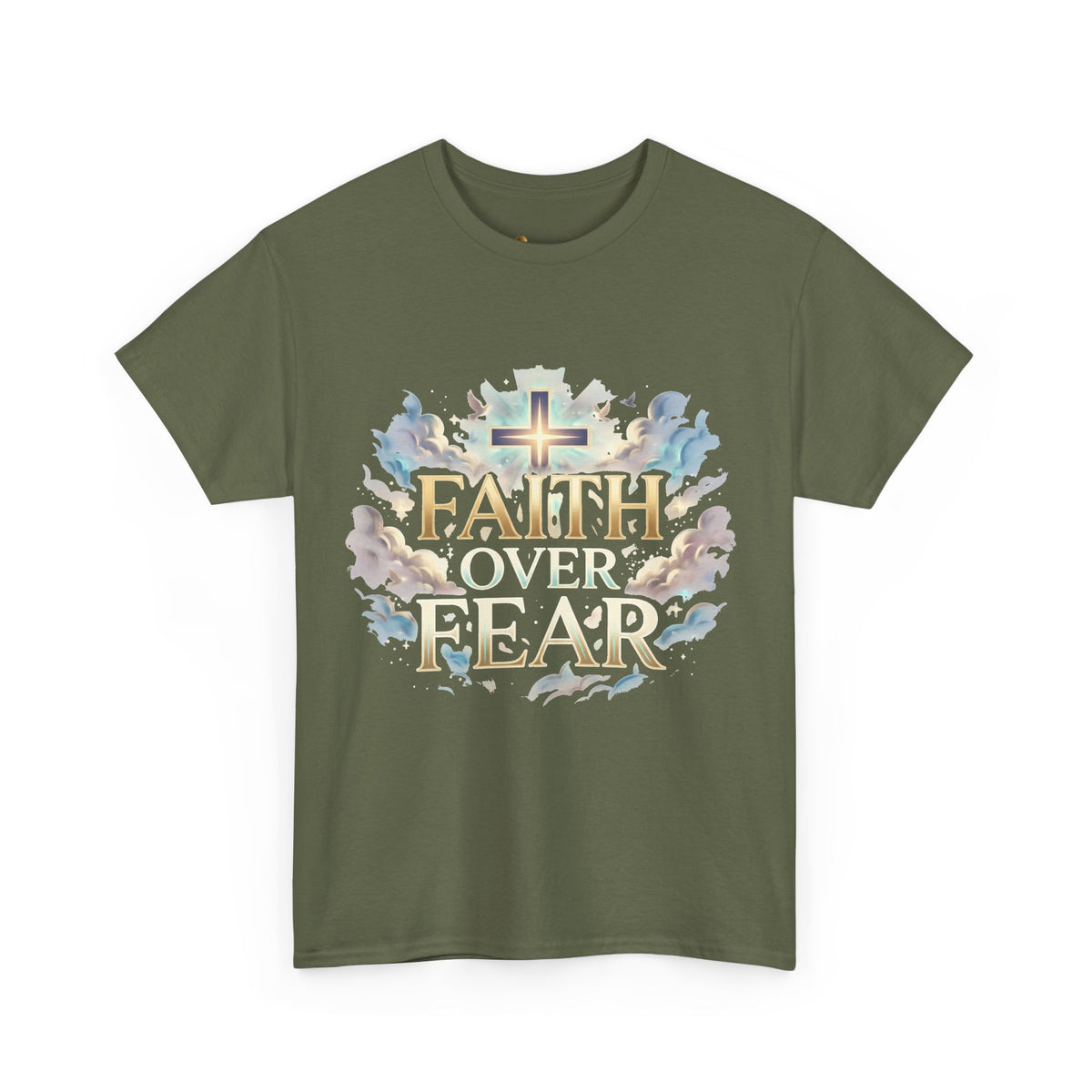 Faith Over Fear T-Shirt – Inspirierendes christliches Shirt mit Kreuz & Wolken Ansicht 5 – T-Shirt – ESTID
