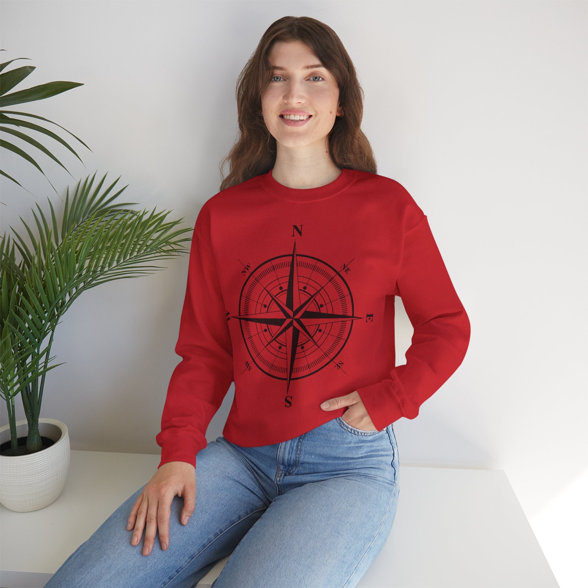 Kompass-Rose Sweatshirt – Nautik Crewneck für Reisende & Entdecker