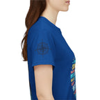Strandurlaub T-Shirt – Retro Sonnenuntergang mit Palmen & ‚Urlaub‘ Wortwolke