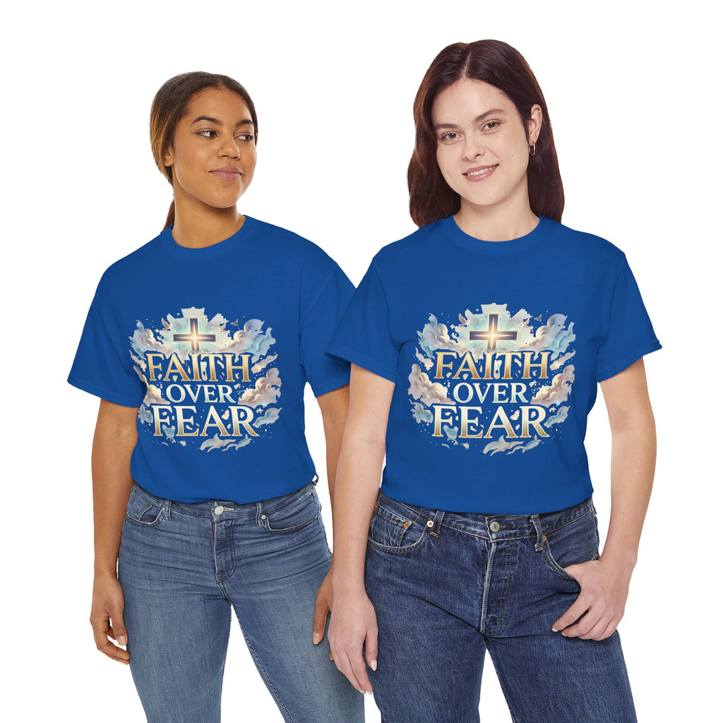 Faith Over Fear T-Shirt – „Glaube statt Angst“ Christian Cross Tee