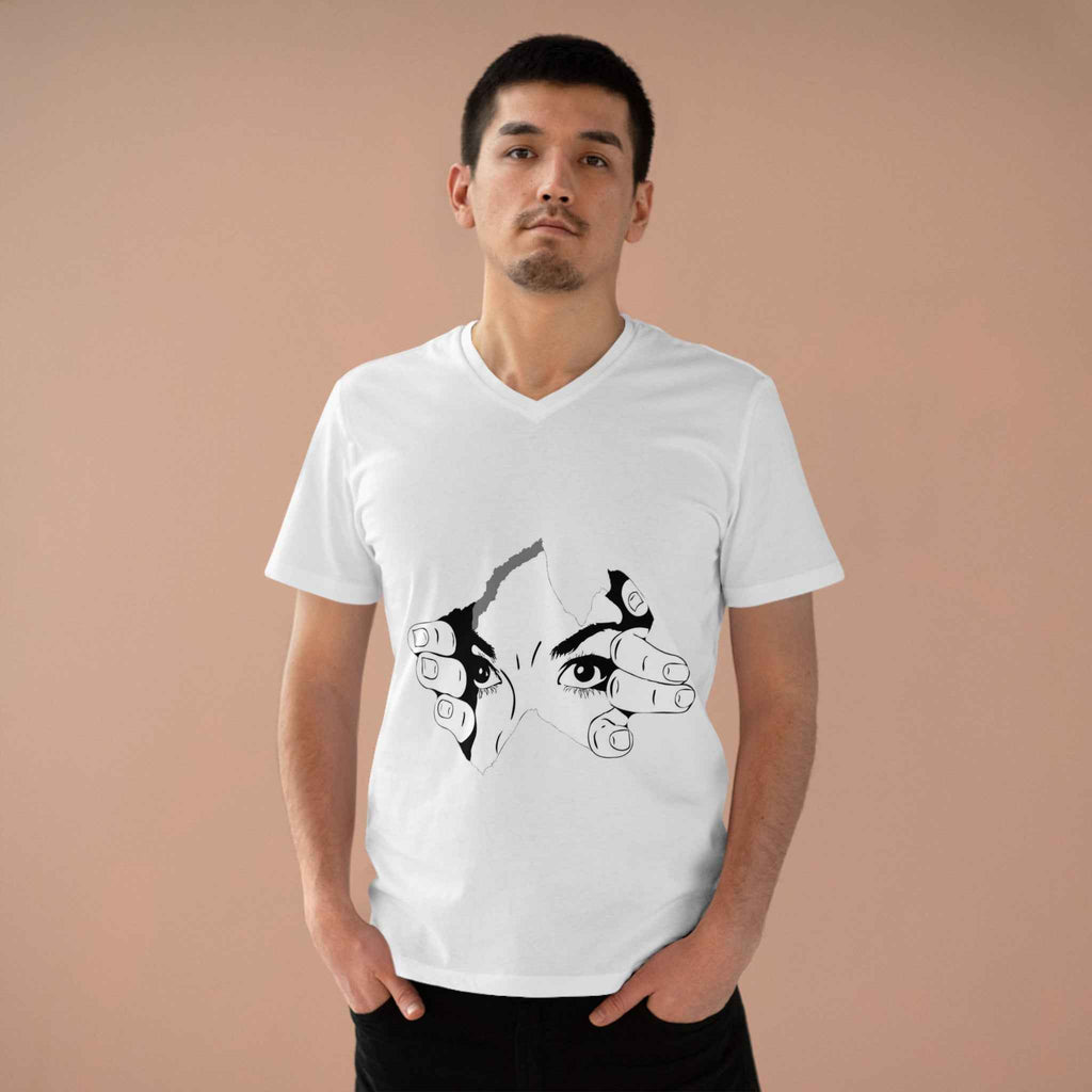 ESTID Herren V-Neck Shirt | Peeking Eyes Graphic Print Ansicht 3 – V-neck – ESTID
