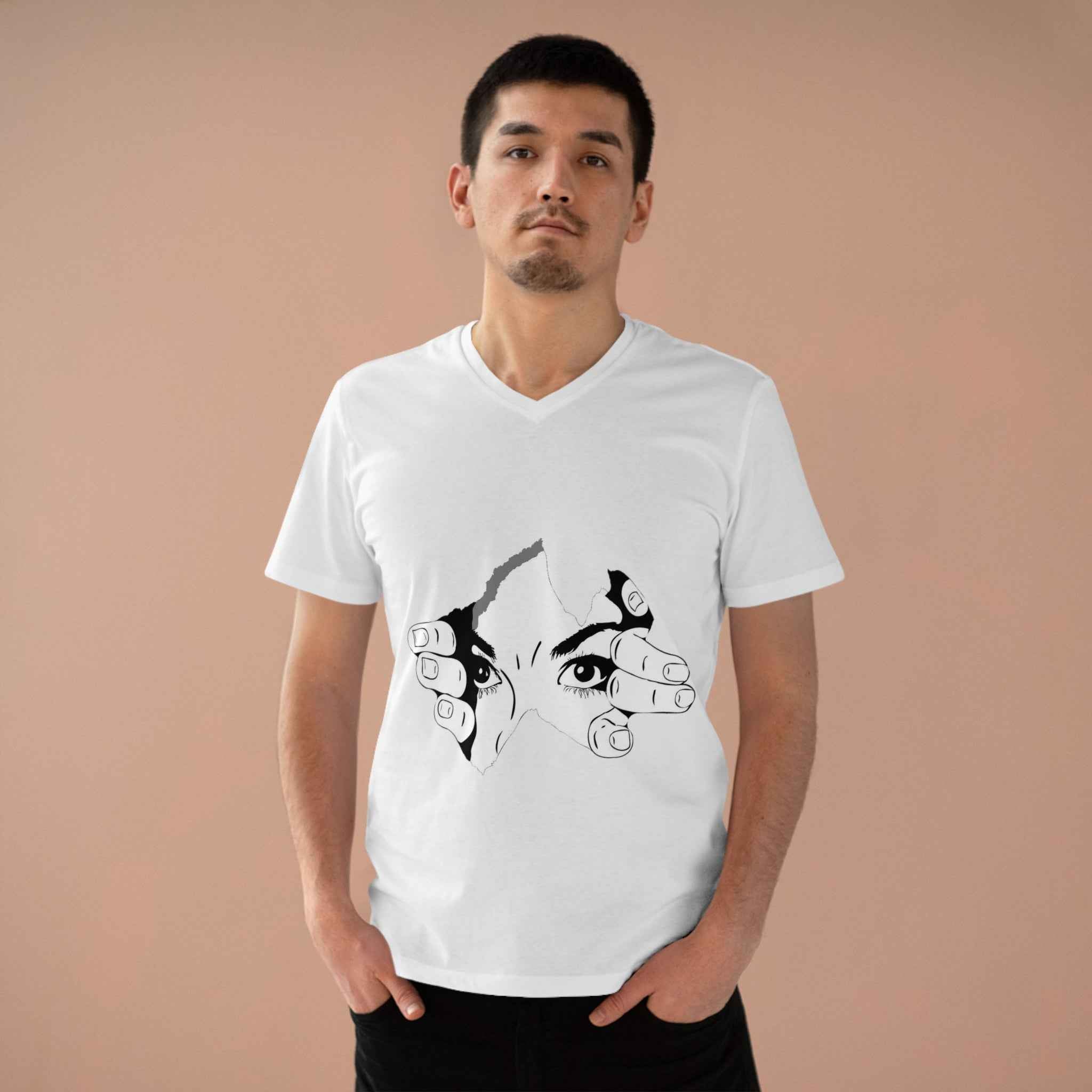 ESTID Herren V-Neck Shirt | Peeking Eyes Graphic Print Ansicht 3 – V-neck – ESTID