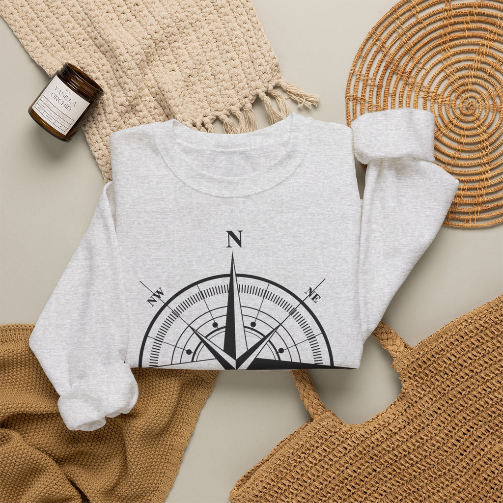 Kompass-Rose Sweatshirt – Nautik Crewneck für Reisende & Entdecker Ansicht 20 – Sweatshirt – ESTID