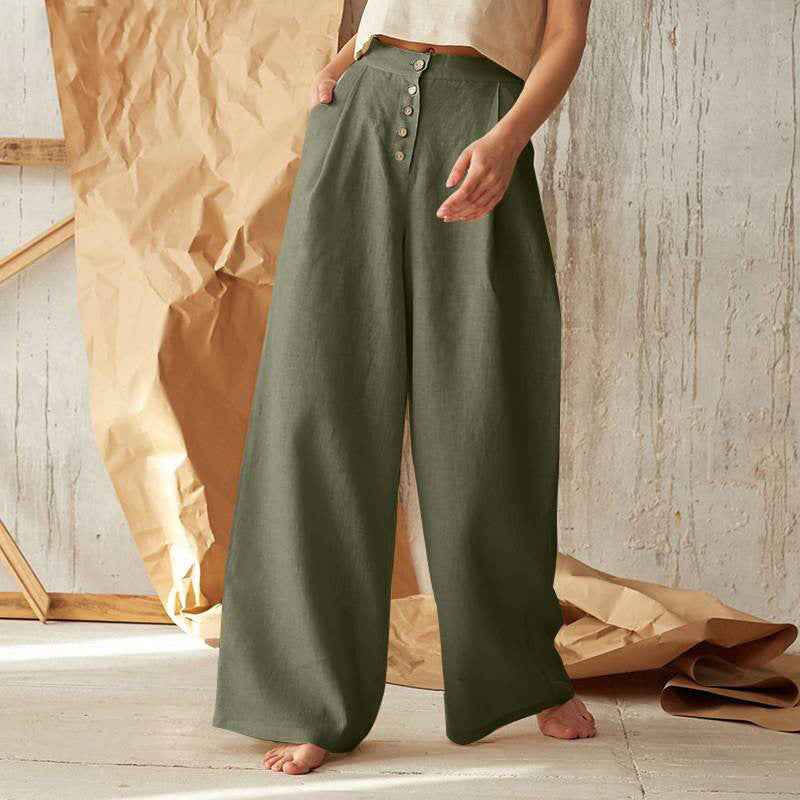 Elegante Wide-Leg Stoffhose Detailansicht – hosen – ESTID