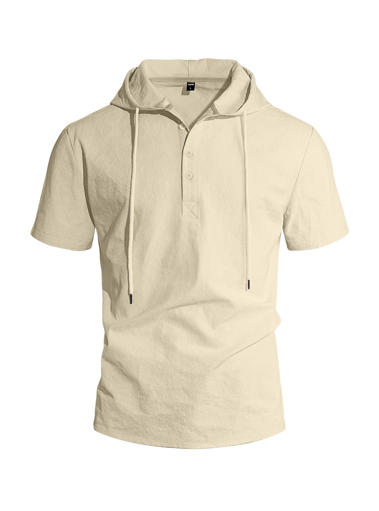 ESTID Herren Kurzarm Leinen-Kapuzenshirt | Linen-Blend Henley Shirt Ansicht 17 – Shirt – ESTID
