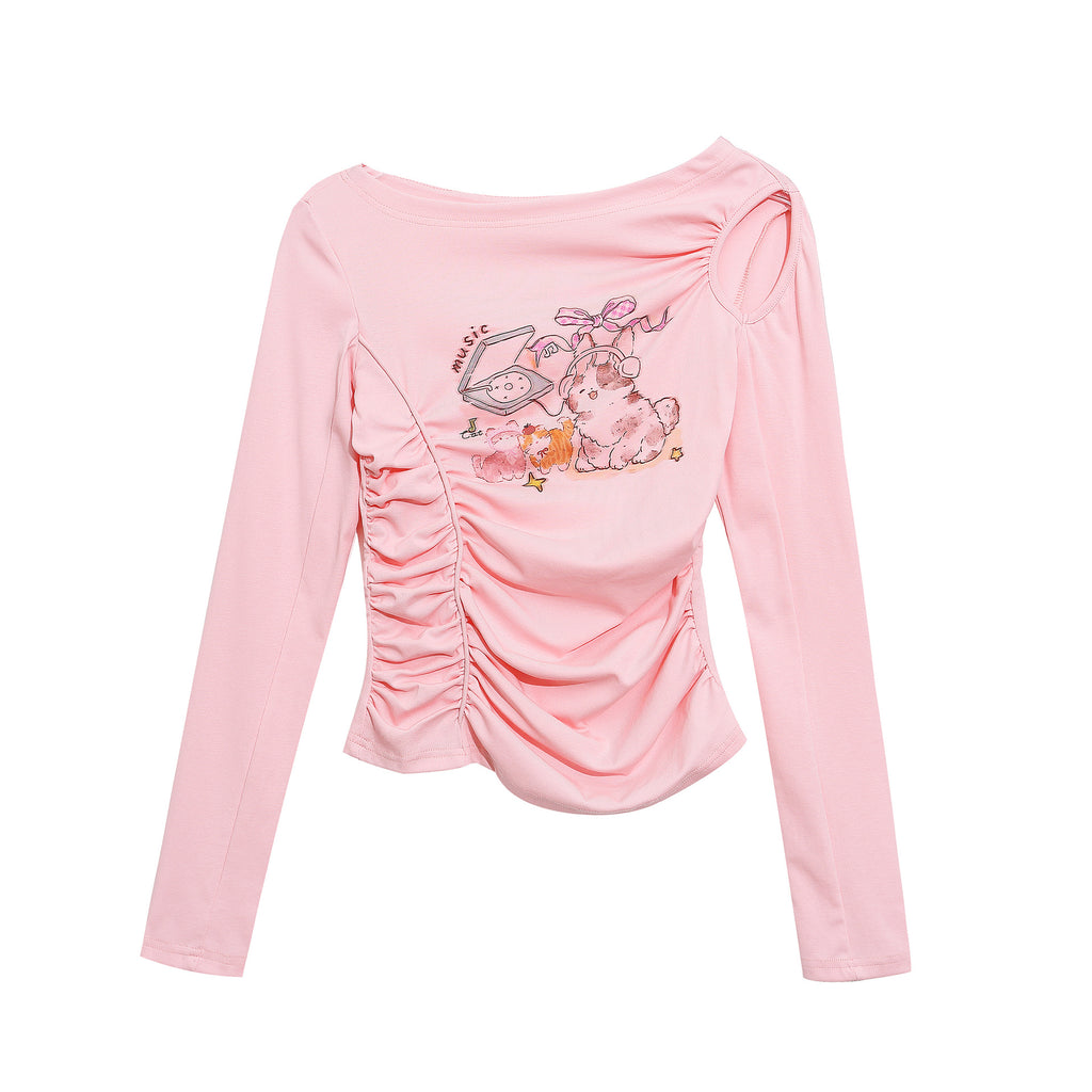 Damen Y2K Baumwoll-Langarmshirt mit Shoulde Ansicht 5 – Bluse – ESTID