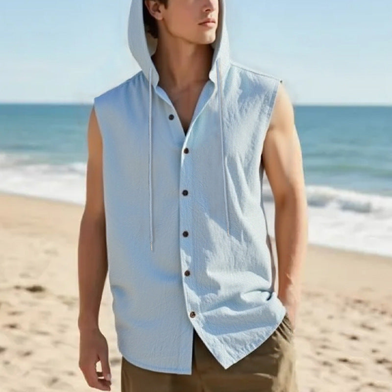 ESTID Herren Ärmelloses Leinenhemd | Sleeveless Hoodie Shirt Ansicht 12 – Shirt – ESTID