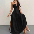 Elegantes Halterneck Sommerkleid | Rückenfrei & A-Linie Detailansicht – Kleid – ESTID