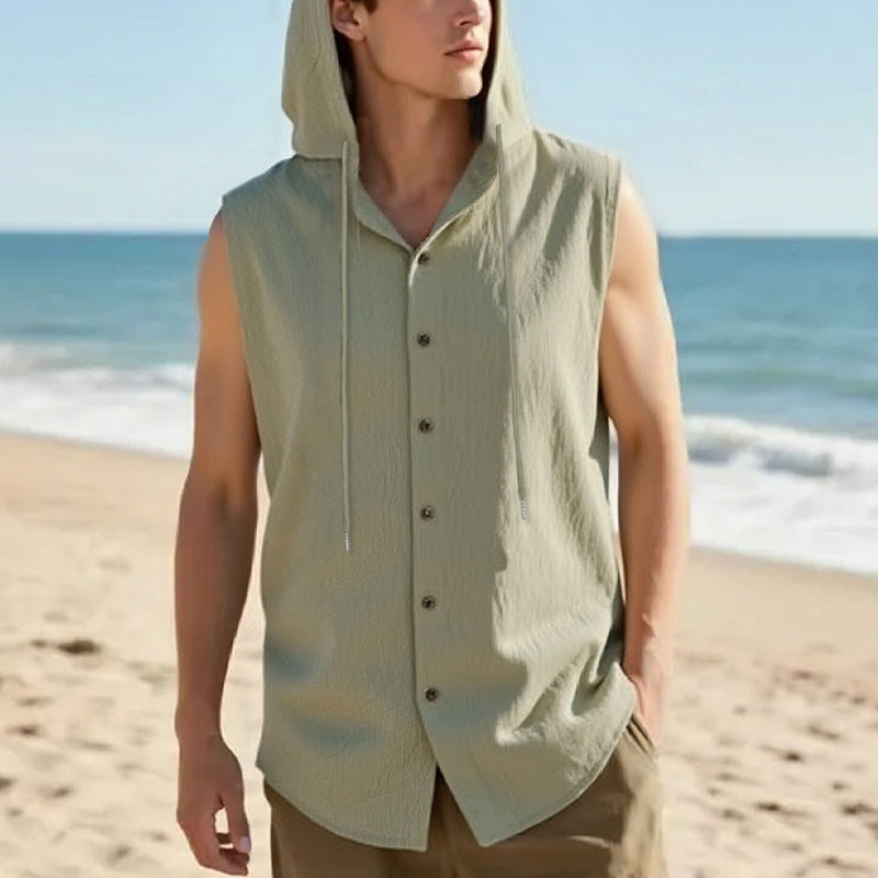 ESTID Herren Ärmelloses Leinenhemd | Sleeveless Hoodie Shirt Ansicht 14 – Shirt – ESTID