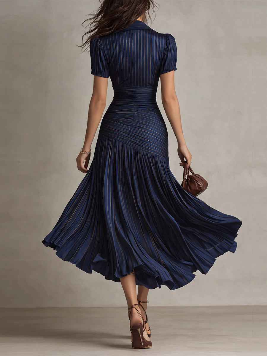 Damen Satin-Optik Plisseekleid | Elegantes Sommer- & Businesskleid Ansicht 3 – Produkt – ESTID