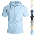 ESTID Herren Kurzarm Leinen-Kapuzenshirt | Linen-Blend Henley Shirt Ansicht 11 – Shirt – ESTID