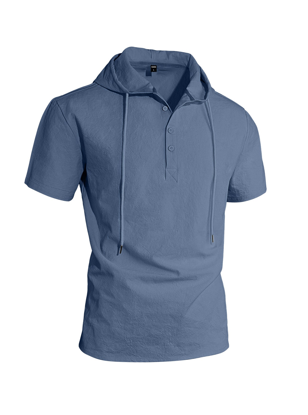 ESTID Herren Kurzarm Leinen-Kapuzenshirt | Linen-Blend Henley Shirt Ansicht 22 – Shirt – ESTID
