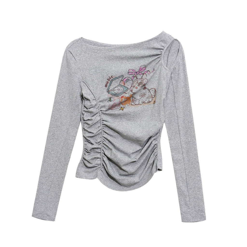 Damen Y2K Baumwoll-Langarmshirt mit Shoulde Ansicht 7 – Bluse – ESTID