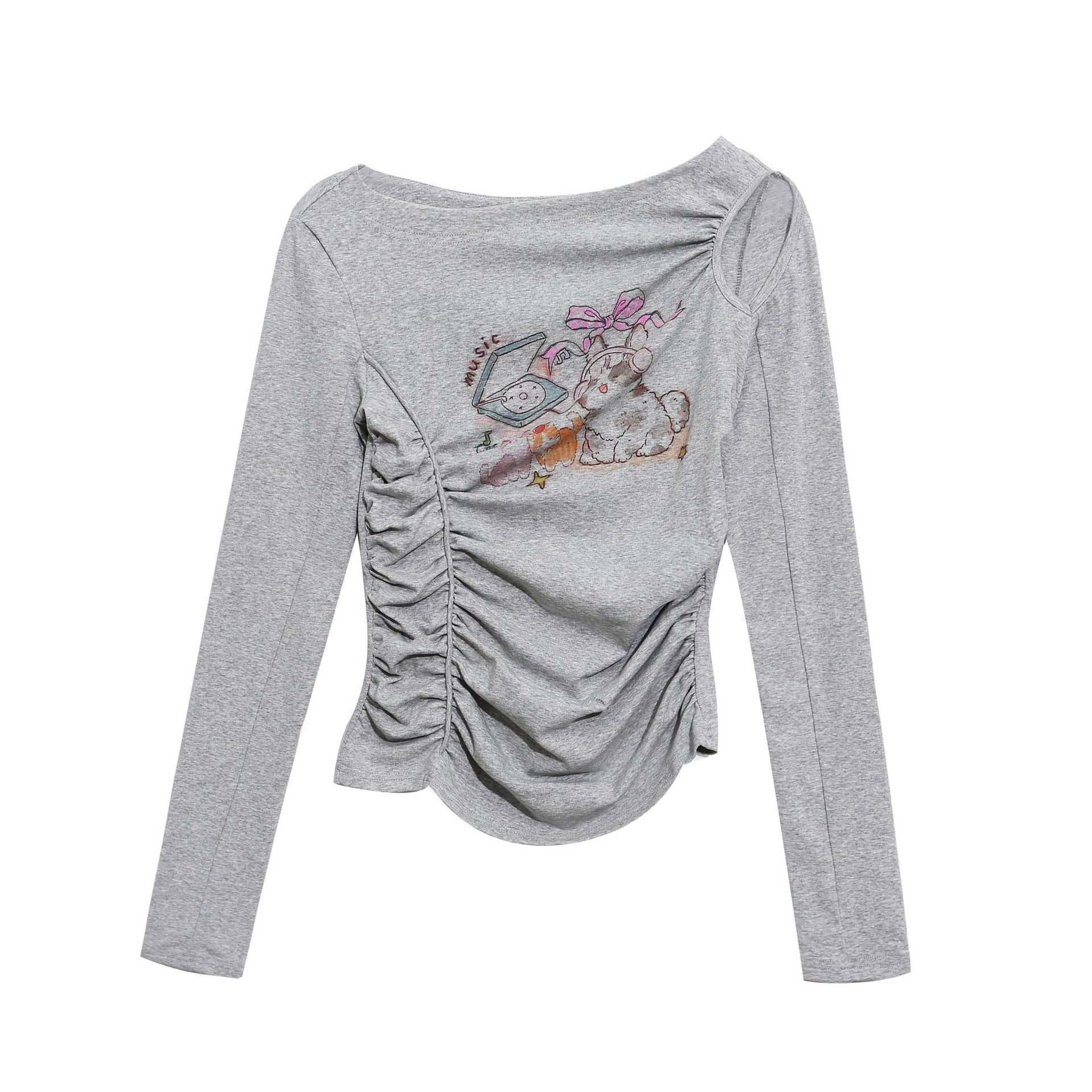 Damen Y2K Baumwoll-Langarmshirt mit Shoulde Ansicht 7 – Bluse – ESTID