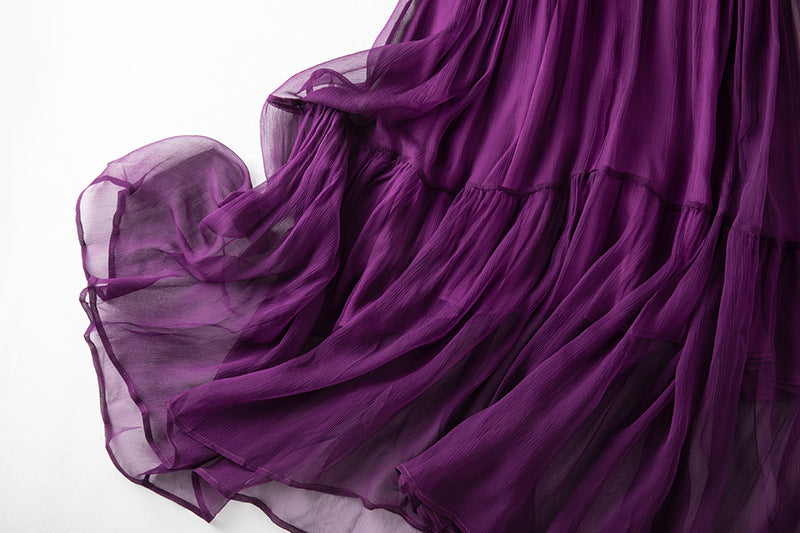 Damen Seidenkleid mit Puffärmeln | Luftsüßes Boho Maxikleid Ansicht 14 – Kleid – ESTID