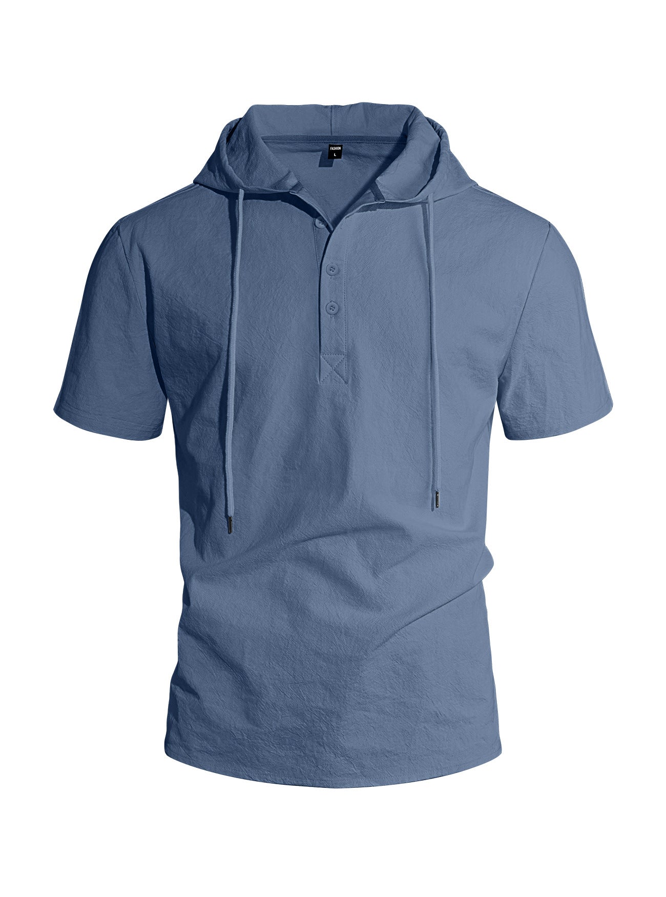 ESTID Herren Kurzarm Leinen-Kapuzenshirt | Linen-Blend Henley Shirt Ansicht 14 – Shirt – ESTID