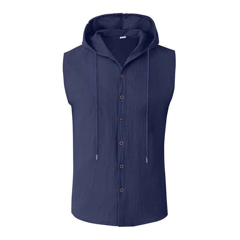 ESTID Herren Ärmelloses Leinenhemd | Sleeveless Hoodie Shirt Detailansicht – Shirt – ESTID