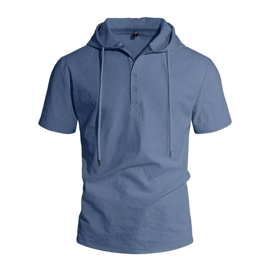 ESTID Herren Kurzarm Leinen-Kapuzenshirt | Linen-Blend Henley Shirt Ansicht 12 – Shirt – ESTID