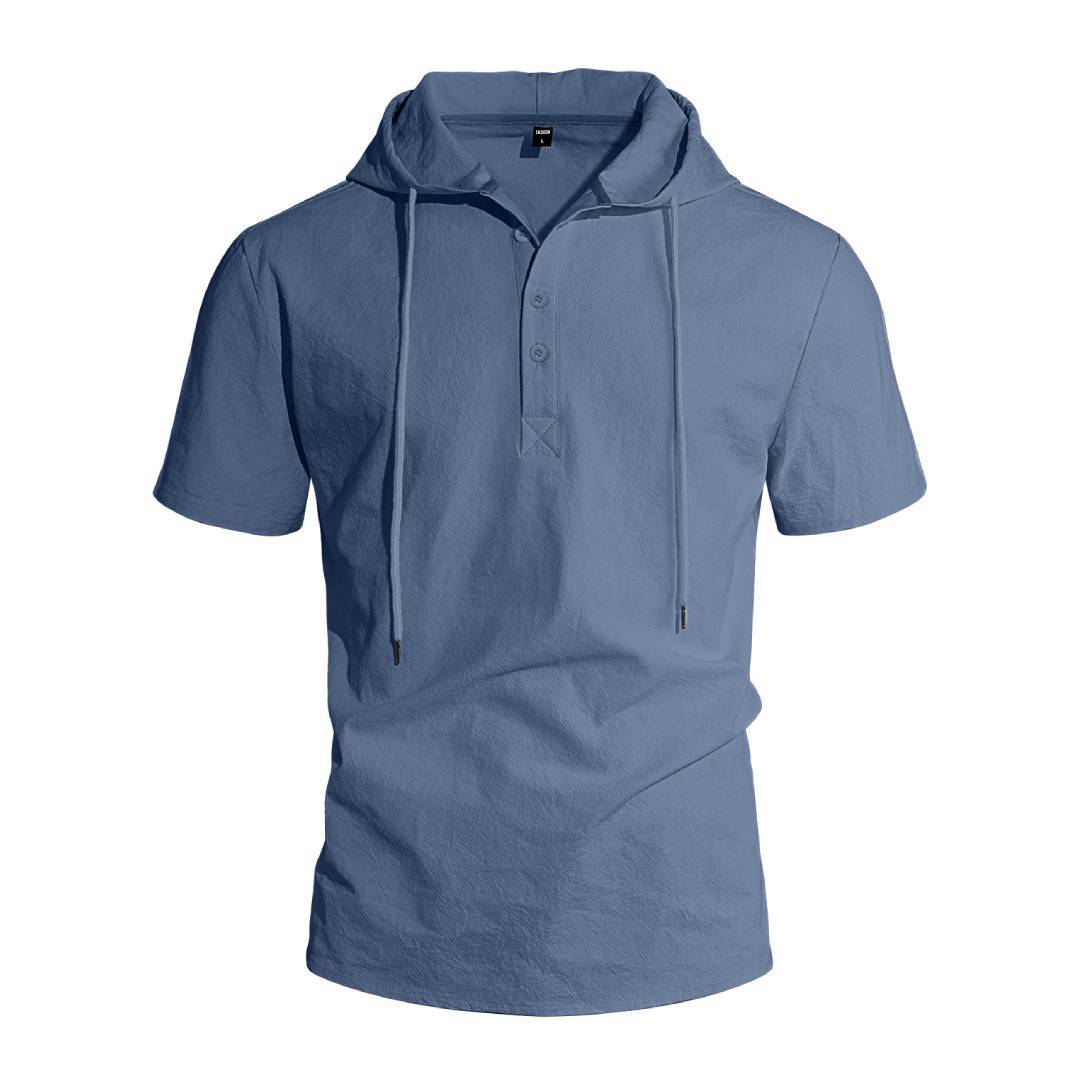 ESTID Herren Kurzarm Leinen-Kapuzenshirt | Linen-Blend Henley Shirt Ansicht 12 – Shirt – ESTID