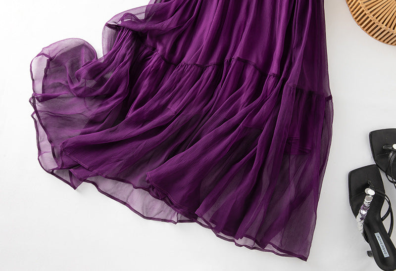 Damen Seidenkleid mit Puffärmeln | Luftsüßes Boho Maxikleid Ansicht 13 – Kleid – ESTID