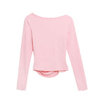 Damen Y2K Baumwoll-Langarmshirt mit Shoulde Ansicht 6 – Bluse – ESTID