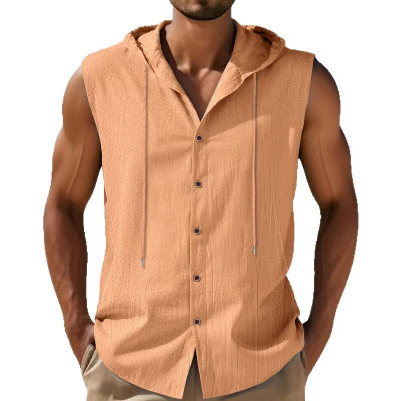 ESTID Herren Ärmelloses Leinenhemd | Sleeveless Hoodie Shirt Ansicht 5 – Shirt – ESTID