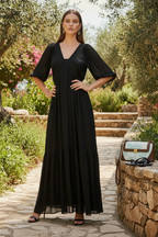 Damen Seidenkleid mit Puffärmeln | Luftsüßes Boho Maxikleid Ansicht 11 – Kleid – ESTID