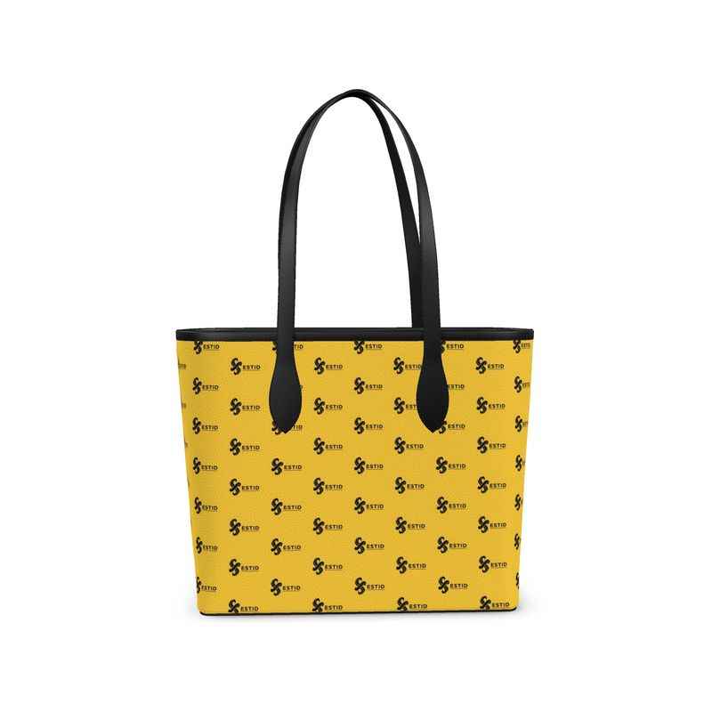Gelbe Leder-Tote-Bag mit Monogramm-Print ESTID Ansicht 4 – Leather City Shopper – ESTID
