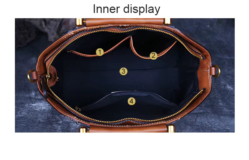 Exklusive Boho Vintage Umhängetasche aus Leder | Cognac, Rot, Schwarz Ansicht 13 – Produkt – ESTID
