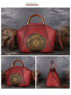 Exklusive Boho Vintage Umhängetasche aus Leder | Cognac, Rot, Schwarz Ansicht 12 – Produkt – ESTID