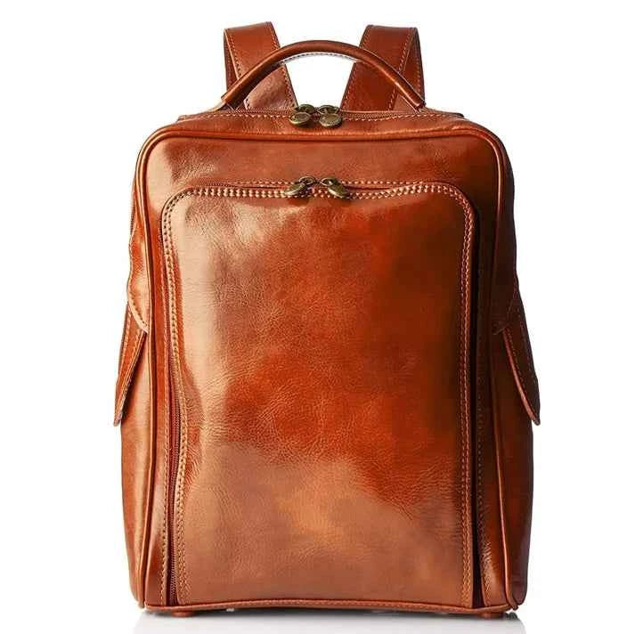 ESTID Lederrucksack. Vintage-Rucksack aus Rindsleder mit verstellbaren Schultergurten