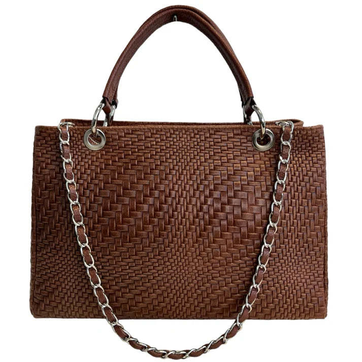 Damenhandtasche aus echtem Leder mit Schulterriemen 35x15x22 cm