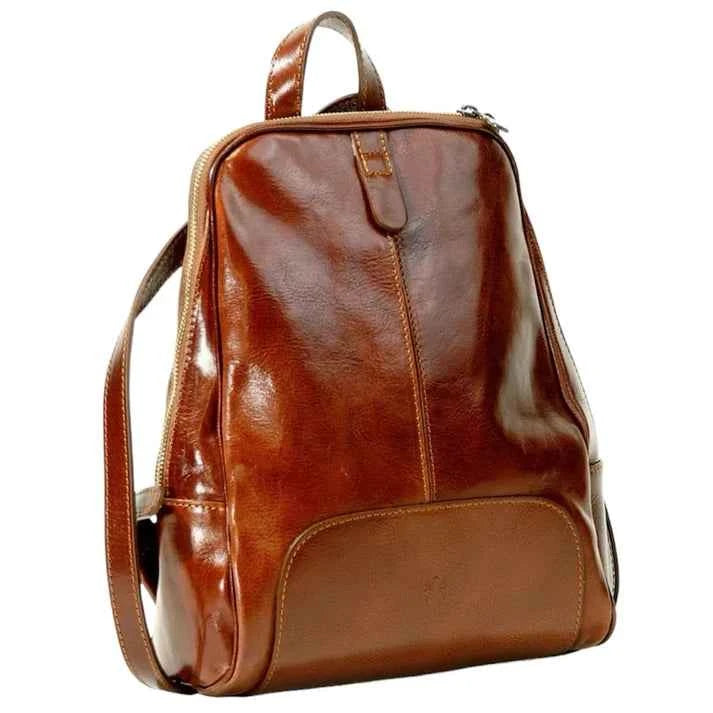 Mittelgroßer Lederrucksack mit Reißverschluss
