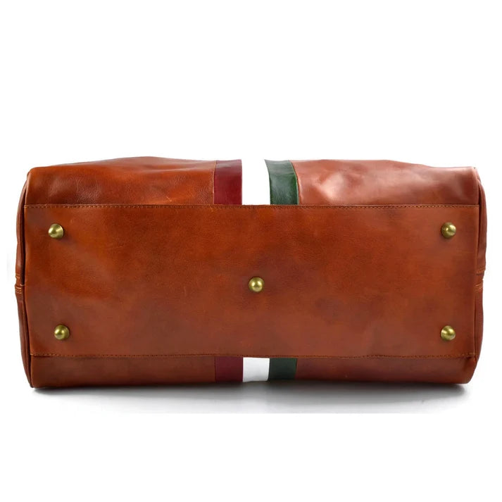 Reisetasche aus Leder für Damen und Herren, Reisetasche, Sporttasche, italienische Flagge, Reisetasche, echtes Leder,