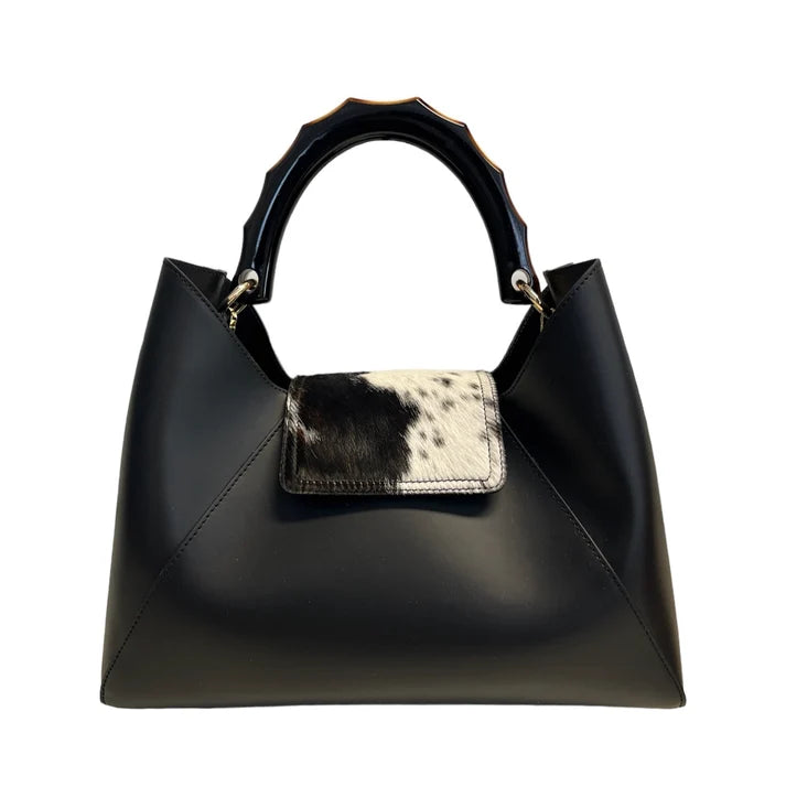 Lederhandtasche mit Pferdehautklappe "Chloe"