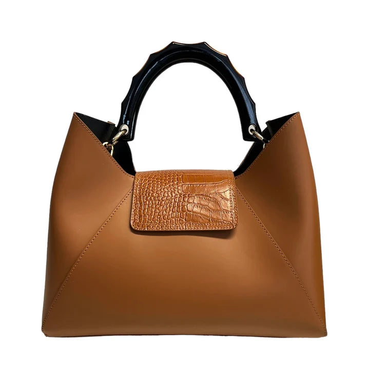 Lederhandtasche mit Pferdehautklappe "Chloe"