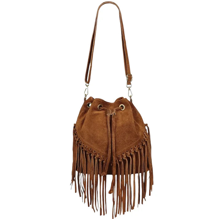 Wildledertasche mit Fransen