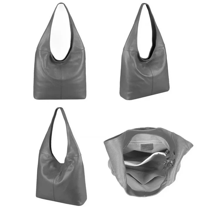 Hobo Schultertasche aus echtem Dollarleder, hergestellt in Italien Ansicht 4 – Handtasche – ESTID
