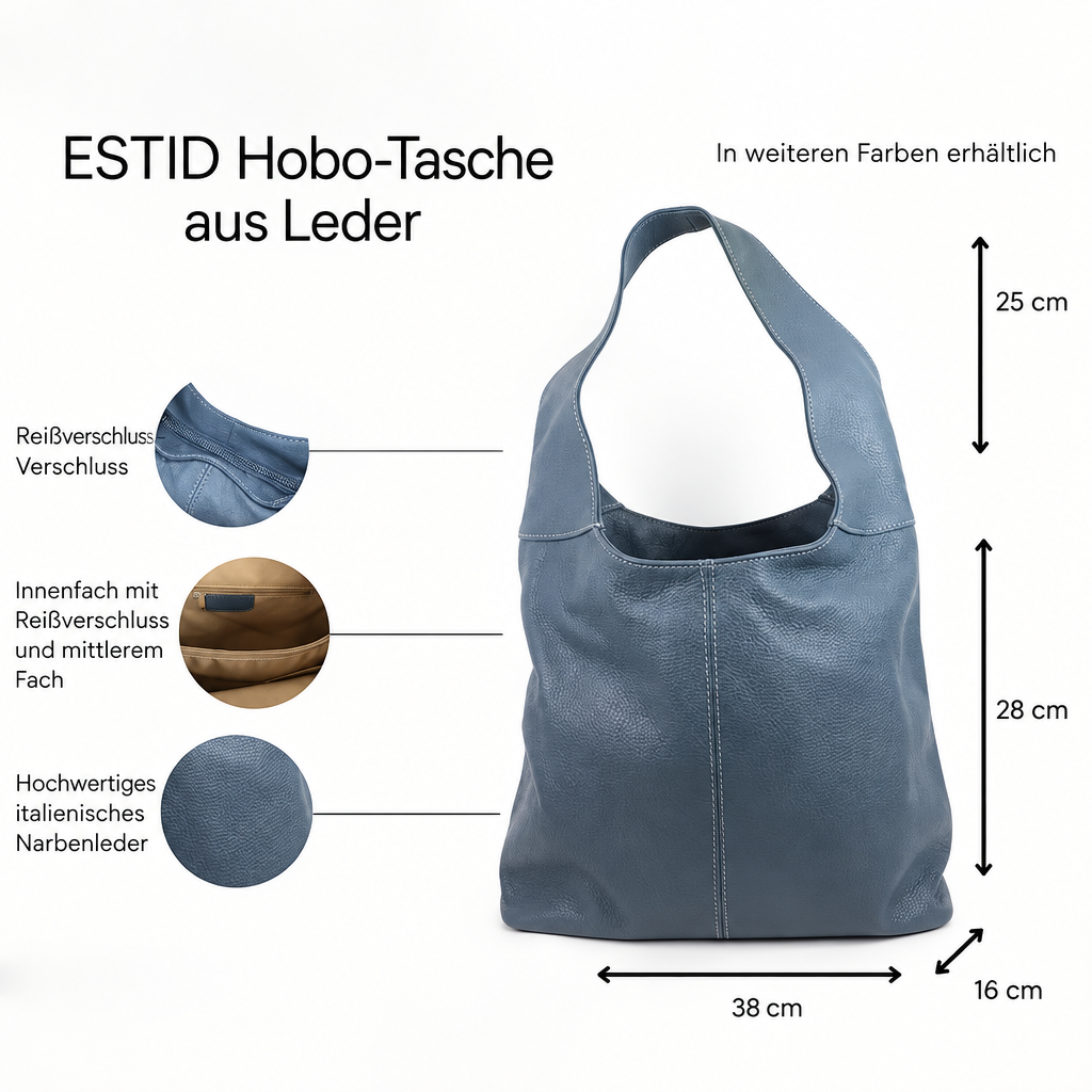 Hobo Schultertasche aus echtem Dollarleder, hergestellt in Italien Ansicht 5 – Handtasche – ESTID