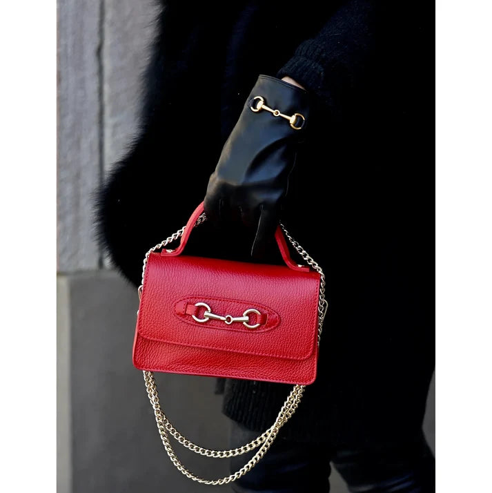 Muster-Schultertasche mit Metallklemme Horsebit – Handtasche – ESTID