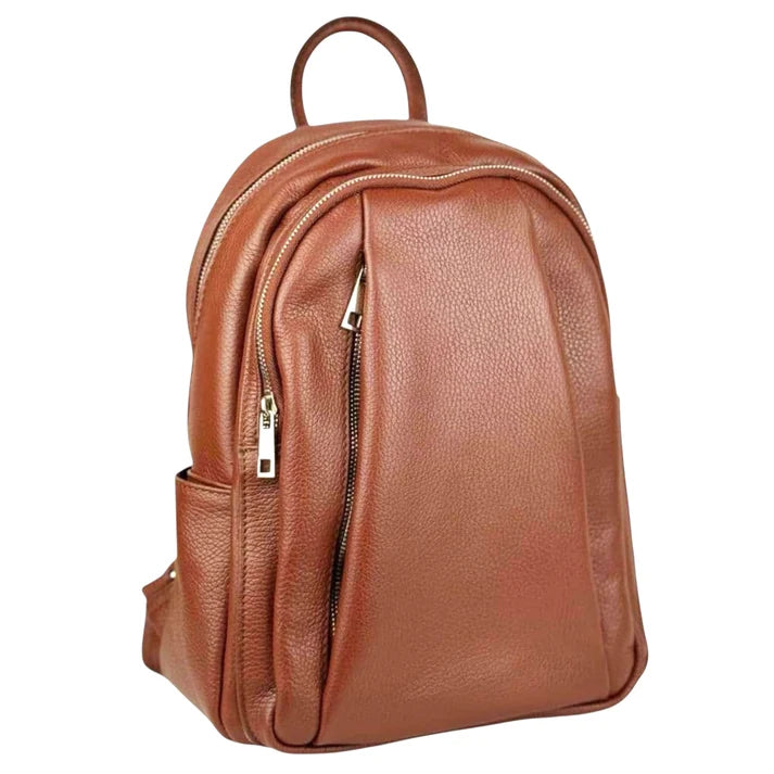Damenrucksack aus Echtleder mit mehreren Fächern