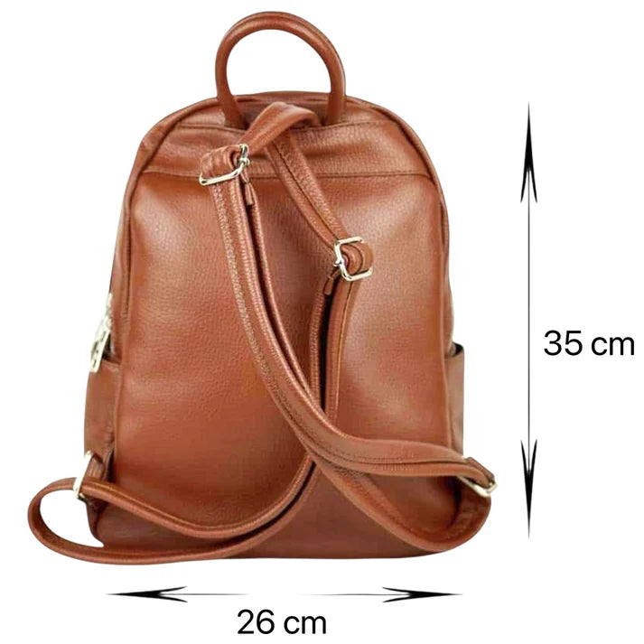Damenrucksack aus Echtleder mit mehreren Fächern