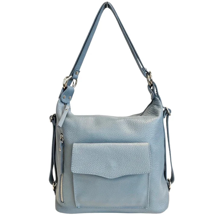 Schultertasche, 2-in-1 Damen-Rucksacktasche, aus echtem Leder