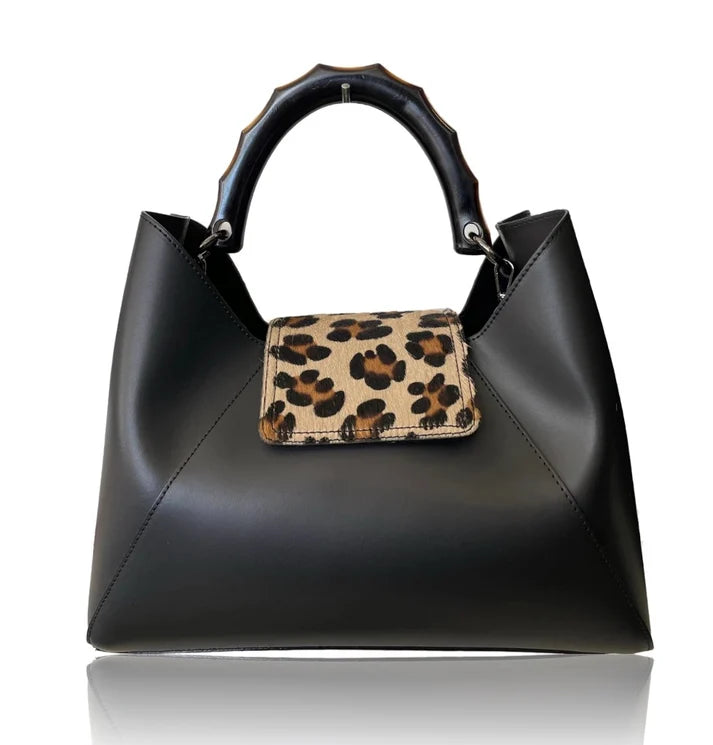 Lederhandtasche mit Pferdehautklappe "Chloe"