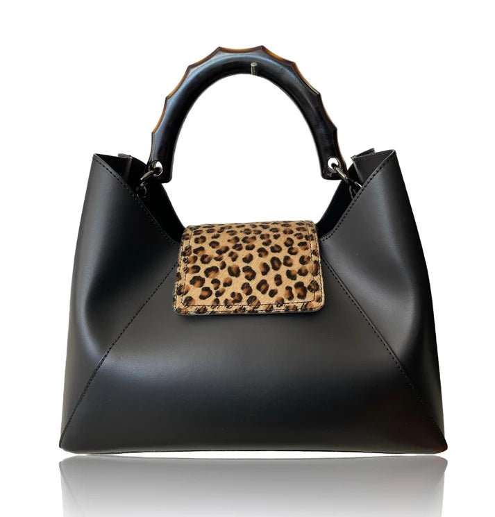 Lederhandtasche mit Pferdehautklappe "Chloe"