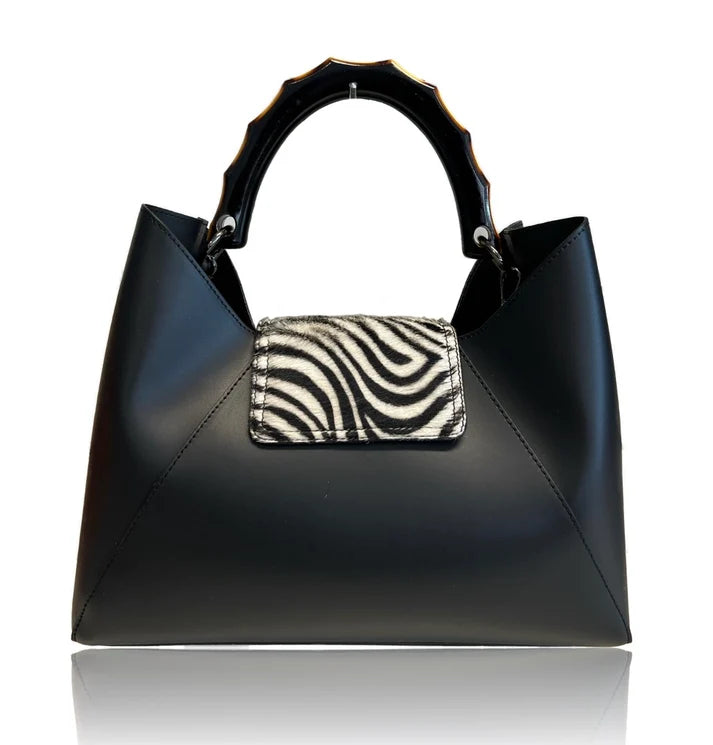 Lederhandtasche mit Pferdehautklappe "Chloe"
