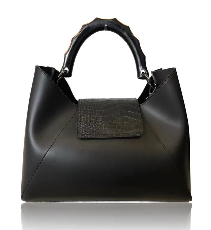 Lederhandtasche mit Pferdehautklappe "Chloe"