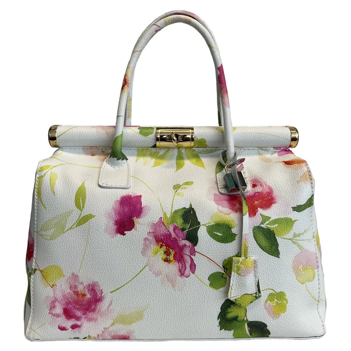 Handbag Damen Lederhandtasche mit Schultergurt (Blumenmuster)