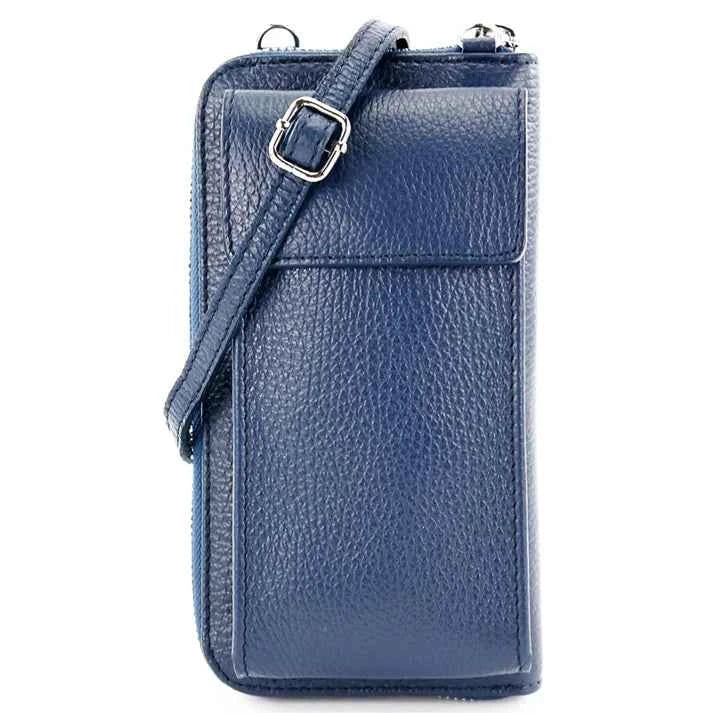 Multifunktionale Umhängetasche, Echtleder-Geldbörse, Handytasche, passend für Handys bis zu 6,7 Zoll